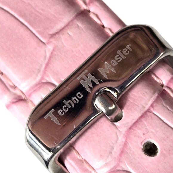 Techno Master Womens Pink Heart Diamond Dial Pink Leather Band Watch TM2135 Rare - Picture 5 of 10